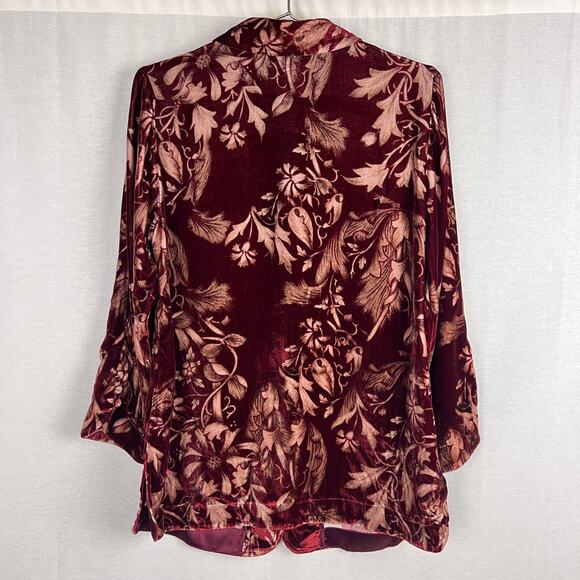 Soft Surroundings Top Women Small Icon Silk Velvet Poets Tunic Shirt Fall Floral - Picture 3 of 6